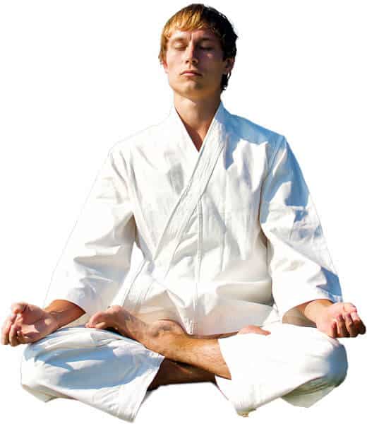 Martial Arts Lessons for Adults in Shawnee KS - Young Man Thinking and Meditating in White