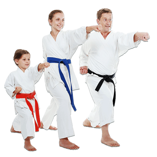 Martial Arts Lessons for Families in Lenexa KS - Man and Daughters Family Punching Together