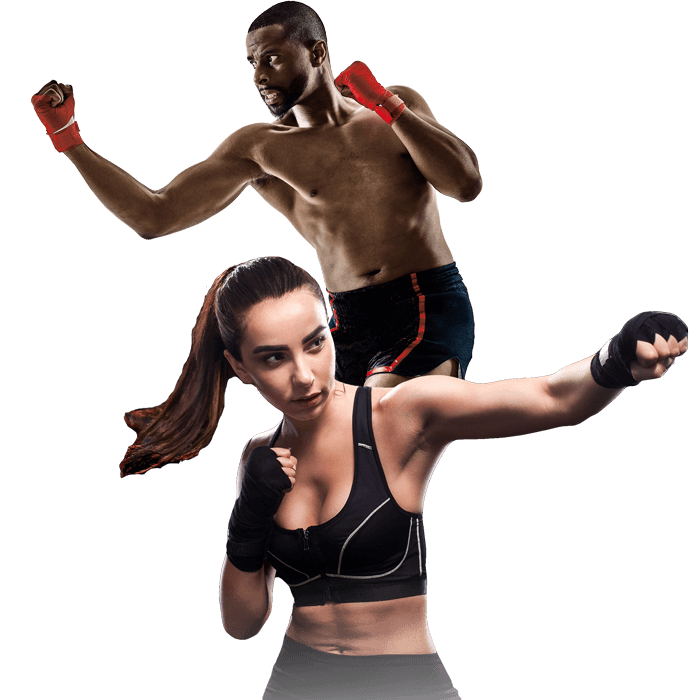 Mixed Martial Arts Lessons for Adults in Lenexa KS - Man and Woman Punching Hooks
